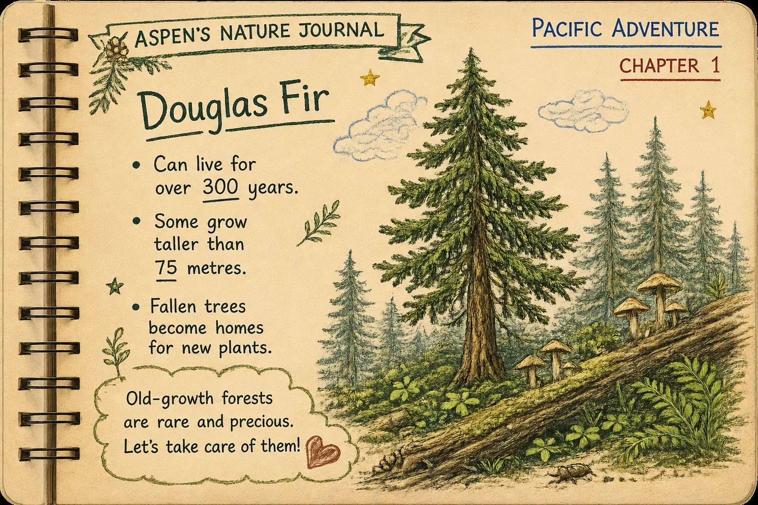 Example page from Aspen's Nature Journal